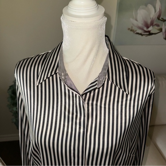 Marks & Spencer Black and White Striped Blouse - Picture 2 of 15